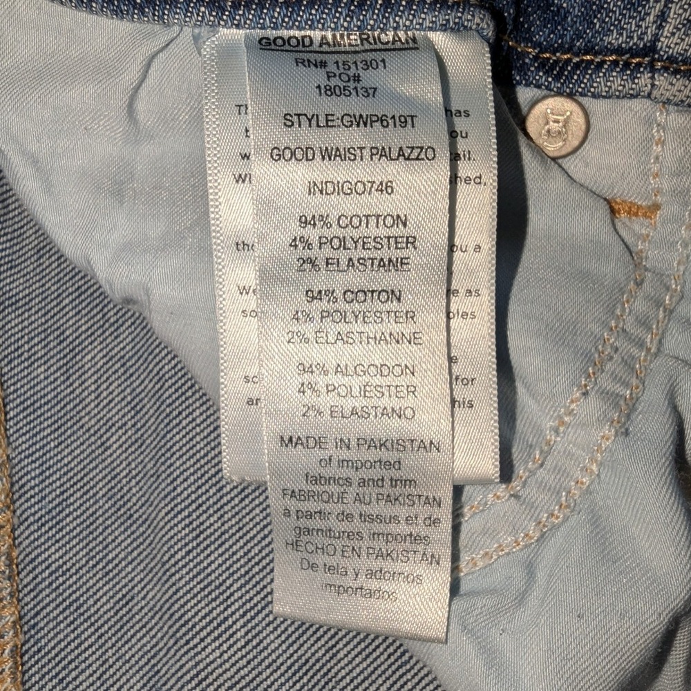 Good American Good Waist Palazzo High Rise Wide Leg Jeans Blue Size 6/28 - Picture 9 of 10